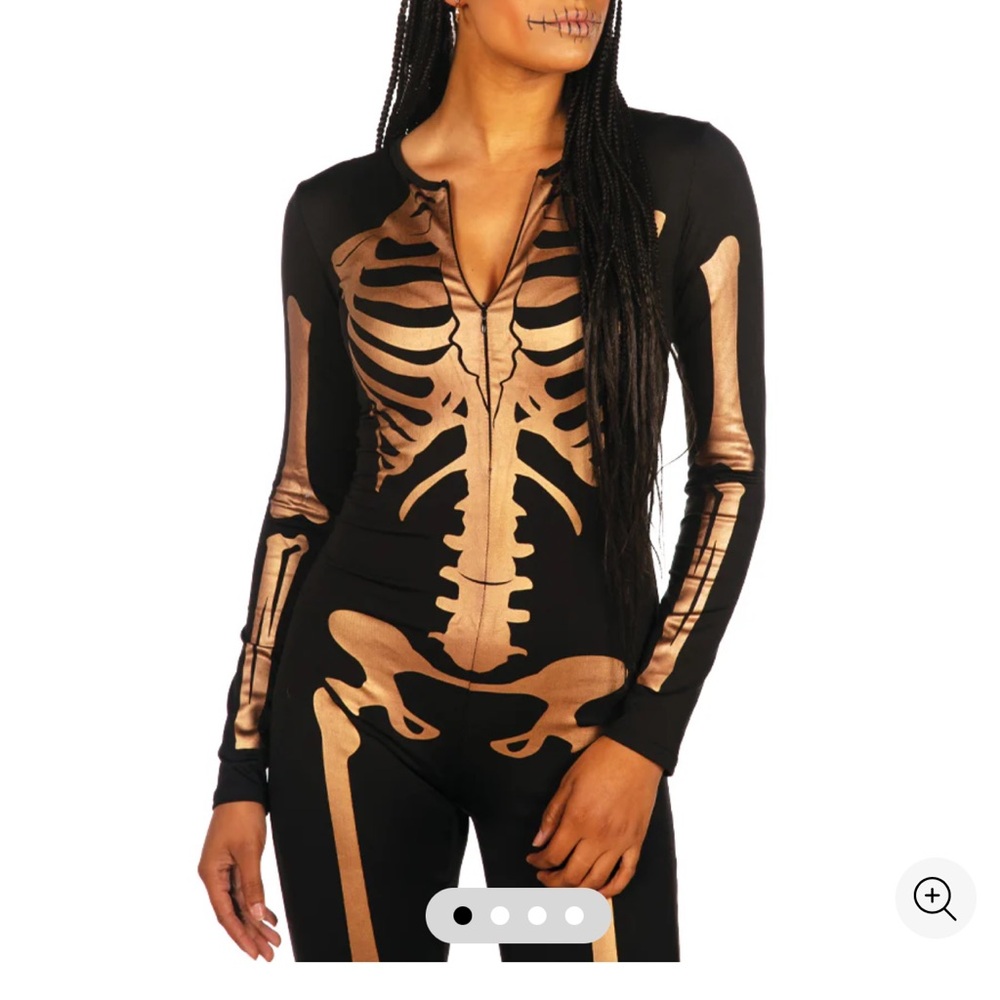 NWT Black/Gold Skeleton Bodysuit